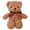 Macro detail of the curly brown fur texture on a soft teddy bear plush toy doll - Brown Bear With Ribbon / 27cm