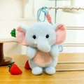 Close-up of a cute light blue plush elephant keychain with a soft and fuzzy texture - Elephant / 18cm (With Lanyard)