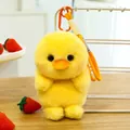 Detailed view of a cute yellow plush chick toy keychain featuring soft fuzzy texture - Yellow Duck / 18cm (With Lanyard)