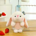 Lindo llavero de peluche de conejito blanco con detalles rosas para el escritorio - Conejo / 18cm (Con Cordón)