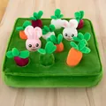 Plush pull carrot and rabbit educational toy set for toddlers with green field base - 28*28cm / Green