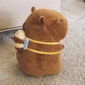 Macro view of capybara plush toy featuring a cute bee backpack detail - Bee Backpack Capybara Style / 30cm
