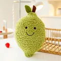 Peluche a forma di frutto da 8 pollici con faccina sorridente e morbida texture verde - Circa 25cm / Limone