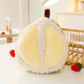 Morbido peluche a forma di durian con spicchi gialli e soffice pelliccia bianca. - Circa 25cm / Durian
