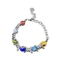 Detailed close-up showing the intricate barbed wire texture and colorful glass beads - Bracelet / Multi-color Silver
