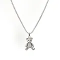 Elegante collana con ciondolo a forma di orso hip-hop da strada in acciaio al titanio - Orsetto a Righe / Colore acciaio