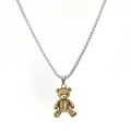 Trendy hip hop golden teddy bear pendant with a silver stainless steel chain necklace - Striped Teddy Bear / Gold