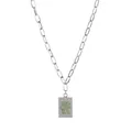Elegante collana argentata con ciondolo Mahjong "Fa" pavimentato con strass verdi. - Ciondolo Mahjong Fa Verde (XL1568) / 45cm+5cm / Argento