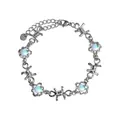 Stylish silver barbed wire bracelet with iridescent moonstones minimalist jewelry gift - Bracelet