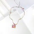 Handgefertigte bunte Perlenkette mit süßem rosa Schmetterlingsanhänger für Mädchen - Rosa Schmetterling Stil (XL1740) / Rosa Schmetterling