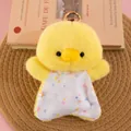 Close-up of yellow chick plush bean bag toy featuring a colorful star pattern outfit - Chick Style / Beanbag Chick
