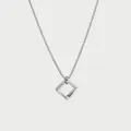 Minimalist interlocking geometric square pendant necklace in silver titanium steel - Triple Ring Geometric / Steel Color Square