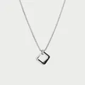 Minimalist geometric titanium steel necklace with silver and black square pendants - Triple Ring Geometric / Black Square