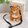 Cute realistic tiger plush crossbody bag with adjustable strap and soft orange fur - 30cm / Yellow Tiger