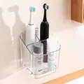 Wall-mounted clear plastic toothbrush holder with split compartments for bathroom storage - 1 Piece / Clear
