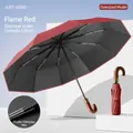 Oversized 125cm automatic flame red umbrella with 20 ribs and wooden curved handle - Oversized 125cm 20 Ribs / Flame Red (20-Rib Double Fiberglass 125cm)