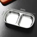 Premium stainless steel 2-compartment sauce dish in silver finish for dipping sauce - Square Sauce Dish - Two Compartments / Silver