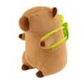 Cute brown capybara plush toy with a green turtle backpack on a clean white background. - Backpack Capybara / 25cm