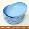 Stack of round light blue plastic bone spit dishes for snack storage, diameter 14.4cm - Round / Blue