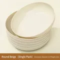 Minimalist Japanese round beige plastic bone dish and small snack plate, 14.4cm diameter - Round / Beige