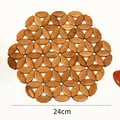 24cm geometric wooden heat resistant placemat for pots and pans - Large (24cm)