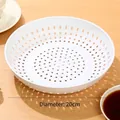White round plastic draining plate with multi-hole hollow design, 20cm diameter size - Small Diameter 20cm White