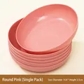 Round pink plastic small dish for household table waste or appetizers, 14.4cm - Round / Pink