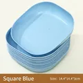 Minimalist square blue plastic spit bone dish for table waste, single pack, Japanese style - Square / Blue