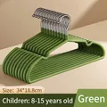 Durable green non-slip hangers for kids aged 8-15, size 34x18.8cm - Big Kids Style (8-16 Years Old) / 10 Pieces Pack / Avocado Green