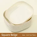 Japanese style minimalist beige square bone dish made of durable plastic material - Square / Beige