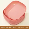 Minimalist square pink plastic snack plate for table bone waste, 14.4cm compact size - Square / Pink
