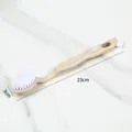 Multifunctional beige shoe brush with soft white bristles, 23cm length dimensions. - Beige