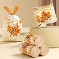Portable drawstring garbage bags featuring cute autumn maple leaf cartoon print patterns - Cylinder Pack Maple Leaf Pattern / Pack of 50