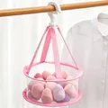 Mini pink mesh hanging basket for drying makeup sponges and beauty blenders on a rack - Pink