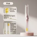 Double-ended ear and nose cleaning tool with silicone brush and protective case in pink - Ear Scoop Style / Pink