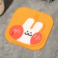 Cute orange silicone drain cover mat with rabbit face for bathroom and kitchen sink - 1 Piece / Orange