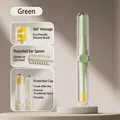 Green dual-ended ear and nose cleaning tool with silicone brush and protective cap. - Nose Hair Trimmer Style / Green