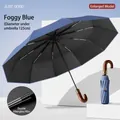 Extra large automatic umbrella with solid wood handle and haze blue canopy 125cm - Haze Blue (20-Rib Double Fiberglass 125cm)