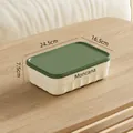 Green and cream rectangular plastic storage box with lid organizer, size 24.5x16.5x7.5cm - Small Short Style / 24.5x16.5x7.5cm / Creamy Green