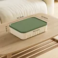 Rectangular plastic storage box with green lid and cream base showing 35.5cm dimensions - Large Short Style / 35.5x24.8x8.8cm / Creamy Green