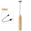 Mousseur à lait électrique portatif jaune avec câble de chargement USB inclus - 3 Vitesses Réglable Jaune Rechargeable