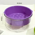Purple double-layer drain basket and wash bowl set for kitchen use, 16.5cm diameter - Purple