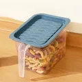 Airtight food storage container with handle and blue lid, filled with colorful pasta shapes. - Small (15x11.5x10.5cm) / Blue