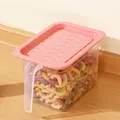 Clear plastic food storage container with a pink wavy-textured lid and handle - Small (15x11.5x10.5cm) / Pink