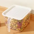 Clear plastic food storage box with handle and white wavy lid for kitchen - Large (15x15x10.5cm) / White