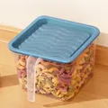 Food-grade transparent kitchen storage box with blue wave-textured lid and handle - Large (15x15x10.5cm) / Blue