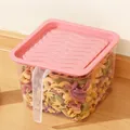 Clear square refrigerator food storage container with pink wavy lid and side handle - Large (15x15x10.5cm) / Pink
