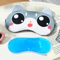 Schattig cartoon dierenoogmasker met uitneembaar blauw koelgelpak voor slapen - Lichtblauwe Ster Kat / Lichtblauw