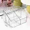 Elegante heldere acryl cosmetica organizer met vier compartimenten en hamerslag textuur - Gemiddeld 4 Compartimenten (5212K)