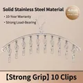 Durable stainless steel laundry drying rack featuring 10 clips for socks and delicates - Thickened Windproof Style / 10-Clip Pack
